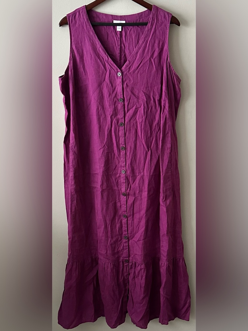 J. Jill love linen XL 100% linen sleeveless button down dress with pockets